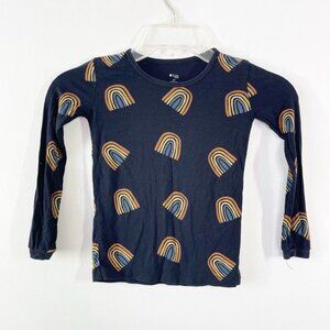 Kyte BABY T-Shirt Long Sleeve Black Rainbow Multicolor Top Size 4T